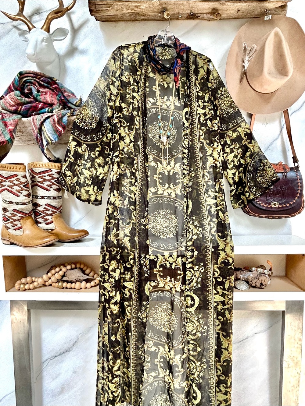 Enchanting boho duster/beach cover up w resort vacay resort Gypsy hippy vibe